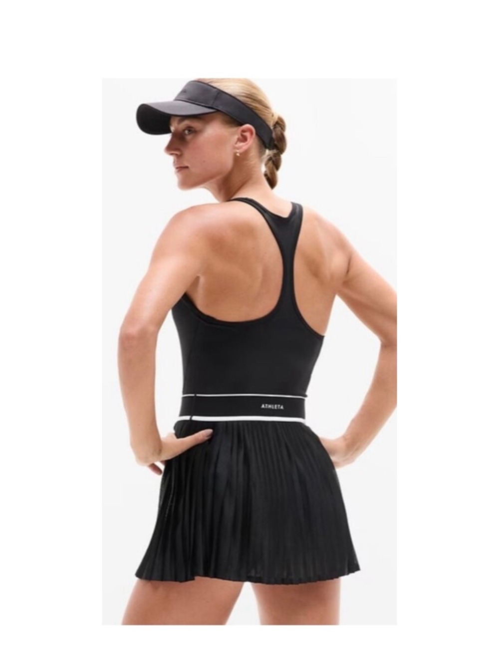Women's Athleta Power Serve Tank Tennis Dress, Black and White